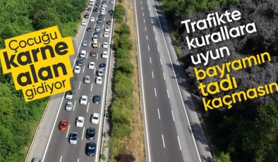 Akın akın gidiyorlar: Bayram trafiği havadan görüntülendi…