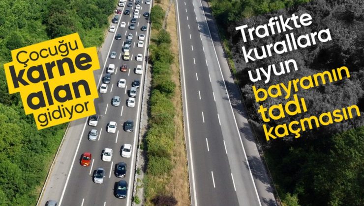 Akın akın gidiyorlar: Bayram trafiği havadan görüntülendi…